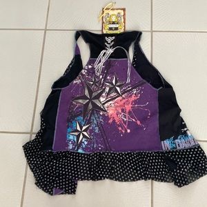 Vintage Styles Ever After Rock Band inspired handmade black purple lace vest OS